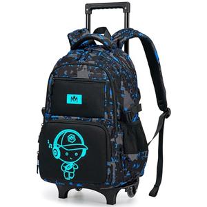 Bluboon Rolling Backpack with Wheels Kids Backpack for Boys Teens Wheeled Bookbag Kids Luggage Travel Hiking