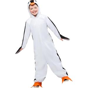 Rubies Penguin Comfywear Hooded Jumpsuit for Kids, Unisex S/M (Black)