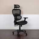 Flash Furniture LO Ergonomic Mesh Office Chair with 2-to-1 Synchro-Tilt, Adjustable Headrest, Lumbar Support, and Adjustable Pivot Arms in Black