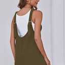 Womens High Roller Overalls Denim Dress Loose Casual Sleeveless Mini Pinafore Jean Romper Skirtall with Pockets (Green)