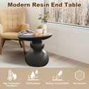Modern Resin End Table, Irregular Sofa Side Table for Indoor and Outdoor, Round Stone-Inspired Shaped Small Coffee Table for Living Room, Bedroom, Balcony, Garden, Yard, Store (Black), 15.74 inches x 11.81 inches x 17 inches