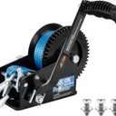 3500lbs Heavy Duty Boat Trailer Winch with 32FT Strap2-Way Ratchet 4:1/8:1 Gear Trailer WinchPortable Hand Crank Winch for Boat, Truck, Trailer, RV, ATV, Jet Ski