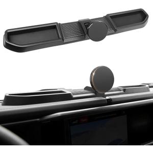 Magnetic Dash Phone Mount for 2024 2025 Jeep Wrangler JL JLU & Gladiator JT Accessories Multi-Mount Phone Holder Dashboard Storage Tray with Extra Clip Bracket, Not for Oil-Electric 4xe