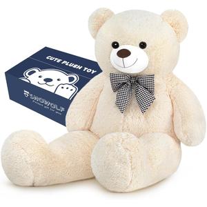 SNOWOLF Giant White Teddy Bear 47" Stuffed Animals Plush Toy, 4 Feet Cute Life Size Big Soft Bear for Boy Girl Birthday Valentine Mother's Day, 120 CM, 5 LBs