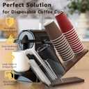 Paper Cup and Lid Holder with Straw Organizer, Adjustable Coffee Cup Holder Organizer, Disposable Cup Dispenser, Straw Holder for Home, Office and Caf Use,Wooden