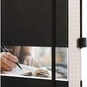 EMSHOI Graph Paper Notebook - 256 Pages A5 Graph Notebook/Journal, Hard Cover, 120gsm Thick Paper, Smooth PU Leather, Inner Pocket, 5.75''  8.38''-Black