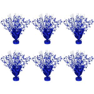 6 Pack Metallic Foil Spary Centerpieces for Tables, Blue Centerpieces for Tables Decorations, Star Brust Table Centerpieces for Birthday Graduation Wedding Baby Shower Party