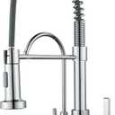 MENATT 3 in 1 Kitchen Faucet with Drinking Water Faucet, Pull Down Double Handle Filtration Kitchen Faucet Chrome (Without Water Filtration Device)