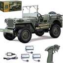 Hylukon Remote Control Car, 2.4Ghz 4WD Off Road RC Jeep Rock Crawler Vehicle with Linked Lights, 1:10 Scales All Terrain Remote Control Trucks RTR Hobby RC Car for Teen Adults