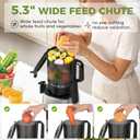 Cold Press Juicer with 5.3" Extra Wide Feed Chute, Slow Masticating Juicer Machine for Pre-Cut Fruits and Vegetables, High Yield Fruit Juicer, Easy Clean Design