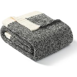 Snuggle Sac Heather Black Throw Blanket for Couch, Reversible Super Soft Micorfiber Blankets Dupes Warm Cozy Knit Fuzzy Plush Throws for Sofa, Bed, Heather Black, 50x60 inches