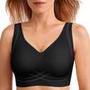 Push Up Bra for Women Wireless Bralettes No Underwire Seamless Tshirt Bras (Black, XXXL)