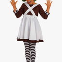 fun shack Girls Oompa Loompa Costume Kids Chocolate Factory Worker Dress Outfit XL