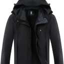 Womens Waterproof Rain jacket Lightweight Active Outdoor Raincoat with Removable Hood (X-Large, Black)