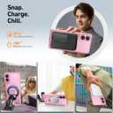 for Samsung Galaxy S25 Edge Case with Stand Compatible with MagSafe +1 Screen Protector, [Built in Kickstand &Magnet][Heat Dissipate] Protective Matte Case for Galaxy S25 Edge (Pink)