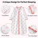 Unnivoll Baby Sleep Sack 18-24 Months 100% Cotton Long Sleeve Wearable Blanket Baby Sleep Bag with 2-Way Zipper 2 Pack 0.5 Tog Sleeping Sack for Newborn Infant White Pink