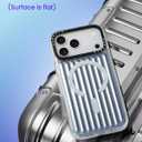 ORNARTO for iPhone 17 Pro Max Case 6.9", Flat Surface Gradient Stripe Back Design, Compatible with MagSafe, Shockproof Slim Protective Phone Cover - Glossy Silver