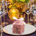 KPOSIYA 100 Pack Wedding Favor Boxes Laser Cut Boxes Party Favor Box Small Gift Boxes Lace Candy Boxes for Wedding Bridal Shower Baby Shower Birthday Party Anniverary with Ribbons (Pink, 100)