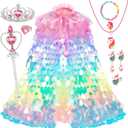 Princess Dress Up for Girls 4-6, 3 4 5 6 Year Old Girl Birthday Christmas Gifts, Rainbow Unicorn Toddler Toys for Ages 3-8, 9 PCS Mermaid Sequin Princess Cape Clothes for Little Girl Kids Party Favors