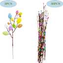 33pcs Artificial Spring Floral Stems Spray Vine with Pastel Eggs and Berries - Table Centerpiece Twig Branches for Baby Shower Birthday Party Floral - Home Centerpiece Wreath Decoration