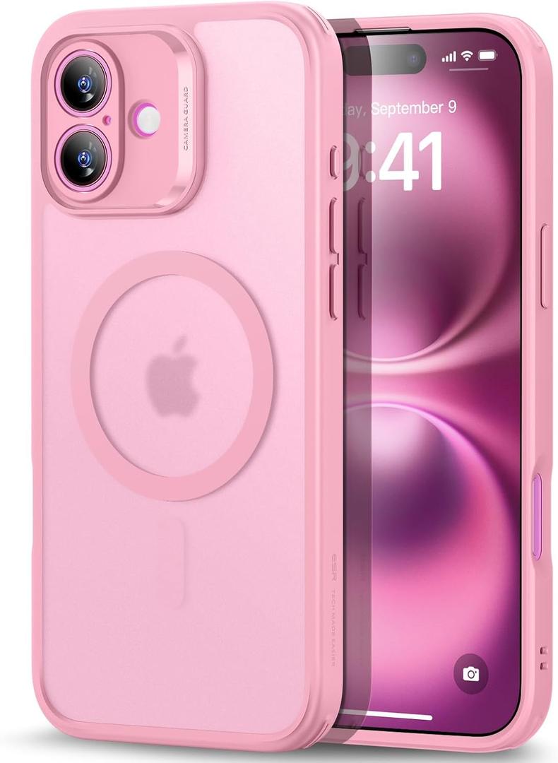 ESR for iPhone 16 Case, Translucent Matte Case, Compatible with MagSafe, Military-Grade Protection, Classic Series,Frosted Pink (Frosted Pink Set)