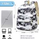 Caoroky knight 15.6 inch Laptop Backpack Women Men Waterproof Work Business Rucksack Anti Theft Travel Backpacks Causal Daypack Large School College Bookbag for Teens Girls Student-White