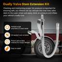 RVZONE Dually Valve Stem Extenders Kit, Stainless Steel Braided Valve Stem Extension fits 16" to 19-1/2" Dual Wheels Tire Valve Extension for Most Cars Motorhome RVs Trailers Trucks