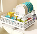 Stainless Steel Dish Drying Rack, Dish Rack for Kitchen Counter, Rust-Proof Large 2 Tier Metal Dish Racks, Utensil Holder, Cup Holder (Black)