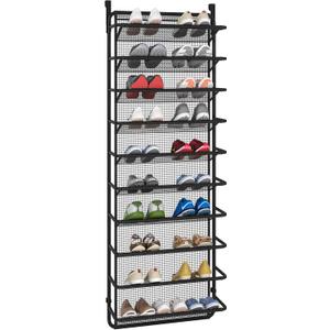 10 Tier Shoe rack Over The Door Shoe Organizer Hanging Shoe Storage the door shoe rack for Closet Pantry Wall Floating Shelves (10 Tier, Matte Black)