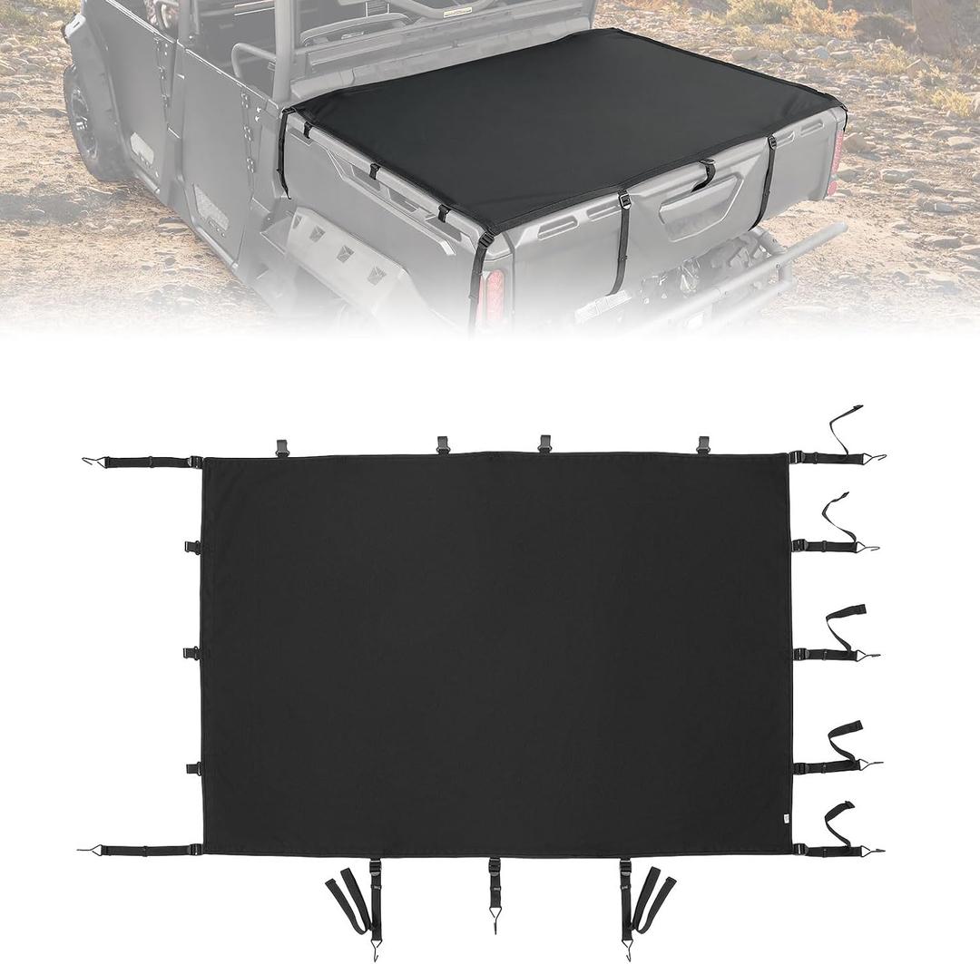KEMIMOTO Tonneau Covers Compatible with Can-Am Defender HD 5/7/ 8/9/ 10 DPS XT XMR Max 2016-2024 Cargo Bed Cover Net Bed Rail Cargo Protection with Straps