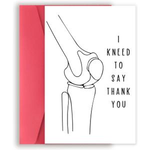4 x Asmallgf Funny Thank You Card for Doctor Nurse, Appreciation Gifts for Physical Therapist, I Kneed to Say Thank You