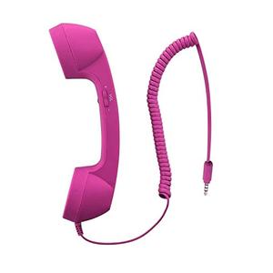 YTYKINOY Retro 3.5mm Telephone Handset Cell Phone Receiver Mic Microphone Speaker for iPhone iPad Mobile Phones Cellphone Smartphone (Hot Pink)