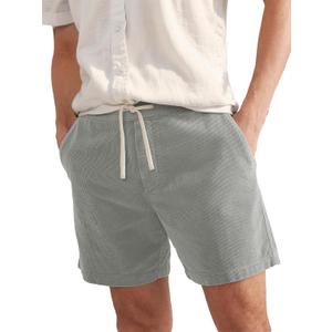 PLEPAN Mens Corduroy Shorts 5 Inch Casual Elastic Waist Drawstring Lightweight Summer Beach Shorts with Pockets (Gray, XXL)