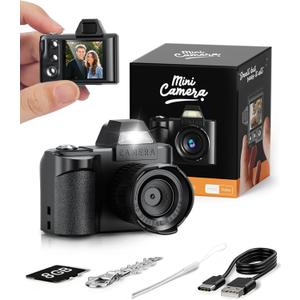 Mini Keychain Digital Camera, 1080P Portable Camera with 4X Zoom, 8GB SD Card & Accessories, Perfect for Kids Teenagers Adult Beginners