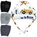 Baby Head Protector Helmet & Baby Knee Pads 3 Pairs Toddler Protector Cap Soft Cotton Cushion, Adjustable Bump-Free Safety Hood to Crawling, Walking, and Running