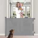 Retractable Baby Gate, Upgraded One-Way Lock Mesh Dog Gate Tall 34”, Pet Gate and Safety Child Gate for Stairs, Doorways, Hallways, Banisters, Indoors, Outdoors