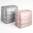 2 Pcs Blanket Compression Storage Bags, 21x17x24 Inch Double Zipper Comforter Storage Bag with Handle Ultra Space Saving Self Compression Organizers for Blankets Comforters (Pink/Gray)