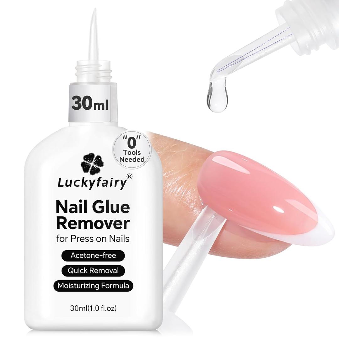 30ml Nail Glue Remover: Multi-functional Press On Nail Remover, Gentle Non-Acetone Nail Polish Remover for Gel Nails Tips, Quick Easy Removal Glueoff, Not for Gel Polish