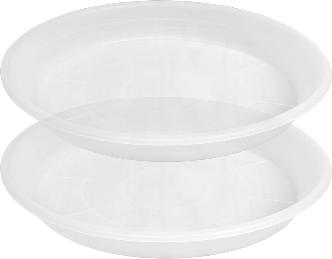 2 Packs Clear Plant Saucer Pot Tray, 15 16 Inch Plastic Flower Planter Saucers and Drip Trays for Indoors Outdoors, Heavy Durable Plant Plate Water Catcher