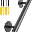 1 FT Black Matte Heavy Duty Stair Railing, Iron Short Staircase Handrail for Indoor Stairs - Outdoor Hand Railings for Garage, Basement, Porch Steps, Safety Grab Bars for Handicap, Seniors