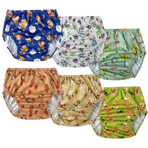 BISENKID 6 Packs Rubber Pants for Toddlers Rubber Training Pants for Toddlers Good Elastic Waterproof Diaper Cover Boy 3T