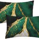 Emerald Green and Gold Marble Throw Pillow Cover Pillow Covers 12X20 in Set of 2 Soft Pillow Cases Cushion Modern Farmhouse for Couch Sofa Living Room Bedroom Home Decor