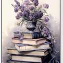 Lavender Scent Reading Time Canvas Delicate Farmhouse Wall Art, White Frame, 16" x 24" (25L" x 17W")