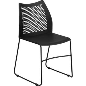 Flash Furniture Hercules Series Contoured Lobby Chairs with Air-Vent Honeycomb Backs, Ergonomic Stacking Chairs for Offices, Set of 5, Black