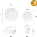 Dinnerware, 16 Piece Set Bone China, Service for 4, White Embossed stripe Dishes, Microwave Safe, Chip Resistant, Dishware, For Formal Casual and Everyday Living, Plates and Bowls Set