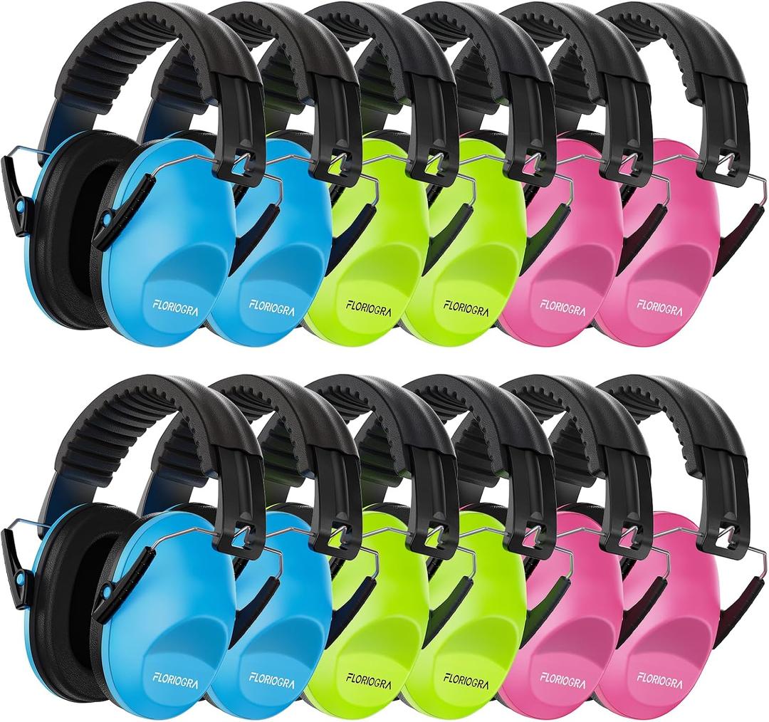 Floriogra 12 Pack Noise Canceling Headphones for Kids, Kids Ear Protection Earmuffs for Autism, Toddler, Children, Noise Cancelling Headphones Sound Proof Earmuffs for Concerts, Air Shows, Fireworks