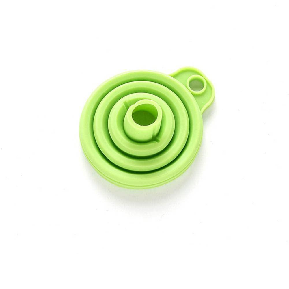Silicone Folding Funnel Wearproof and SpaceSaving Design for Cooking Oil, Cooking Wine with EcoFriendly Food Grade Silicone Divider (Green)