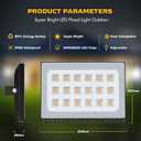 Viugreum 100W LED Flood Light Outdoor, 3000K Warm White 8000LM Super Bright Outdoor Security Light, IP67 Waterproof for Garage, Warehouse, Garden & Yard