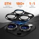 Camera Lens Protector for iPhone 16 Pro Max/16 Pro/iPhone 15 Pro Max/15 Pro/iPhone 14 Pro Max/14 Pro, Aluminum Alloy Sapphire Glass Camera Screen Cover, Case Friendly- Black Titanium