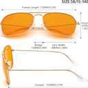 IOHLNG Square Aviator Sunglasses for Women Men Polarized Pilot Military Square Shades Classic Vintage Metal Sun Glasses (Polished Gold Frames + Dual Ar 99.99% Blue Light Blocking Amber Orange Lens)